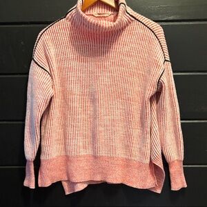 Soft Surroundings Pink Striped Mock Turtleneck Sweater